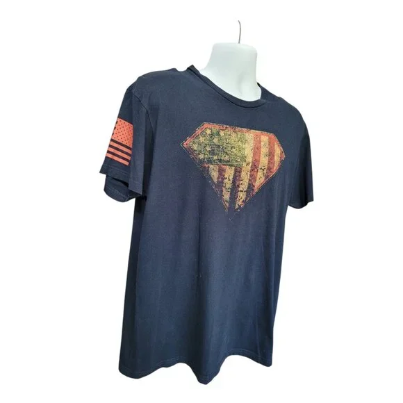 Grunt Style Superman America T‑Shirt L Blue Patriotic Graphic Tee Men’s - Picture 11 of 12